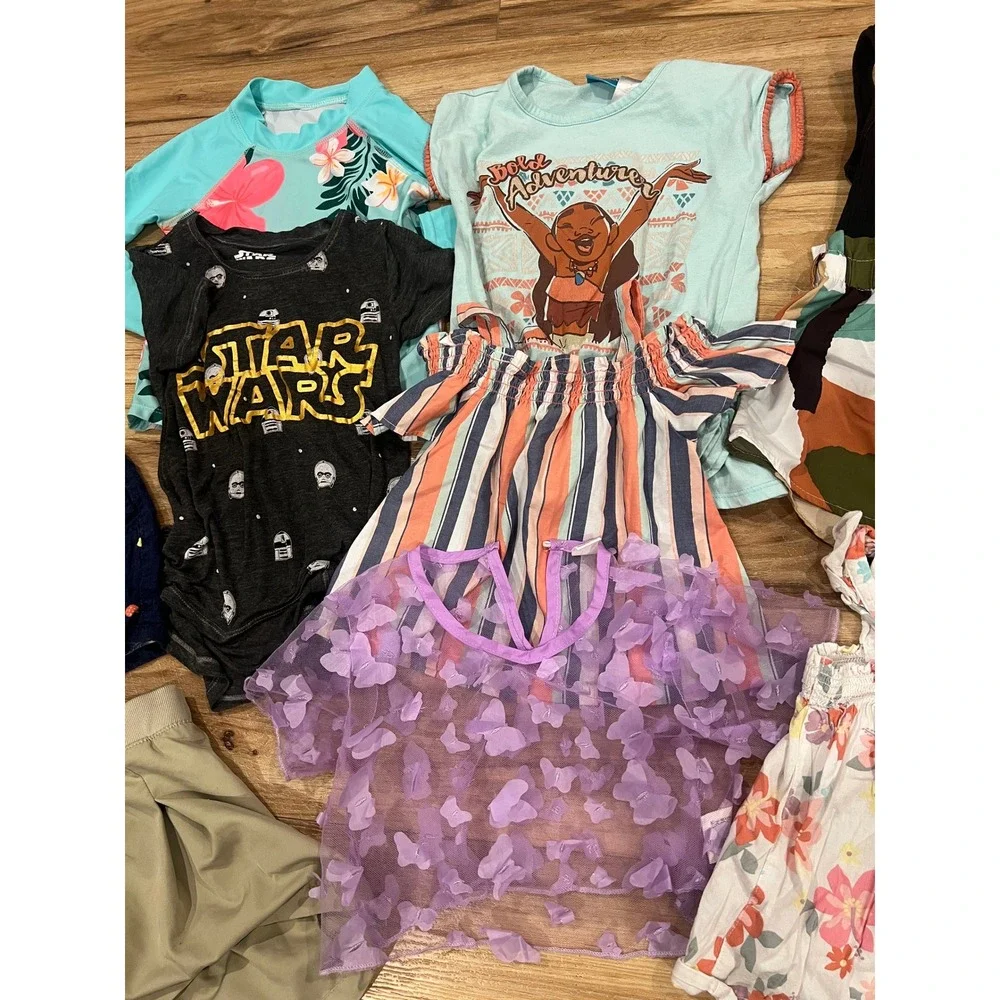 Huge Clothing Lot Girls Size 4T-5T Multicolor Shirts Leggings Pajamas Romper